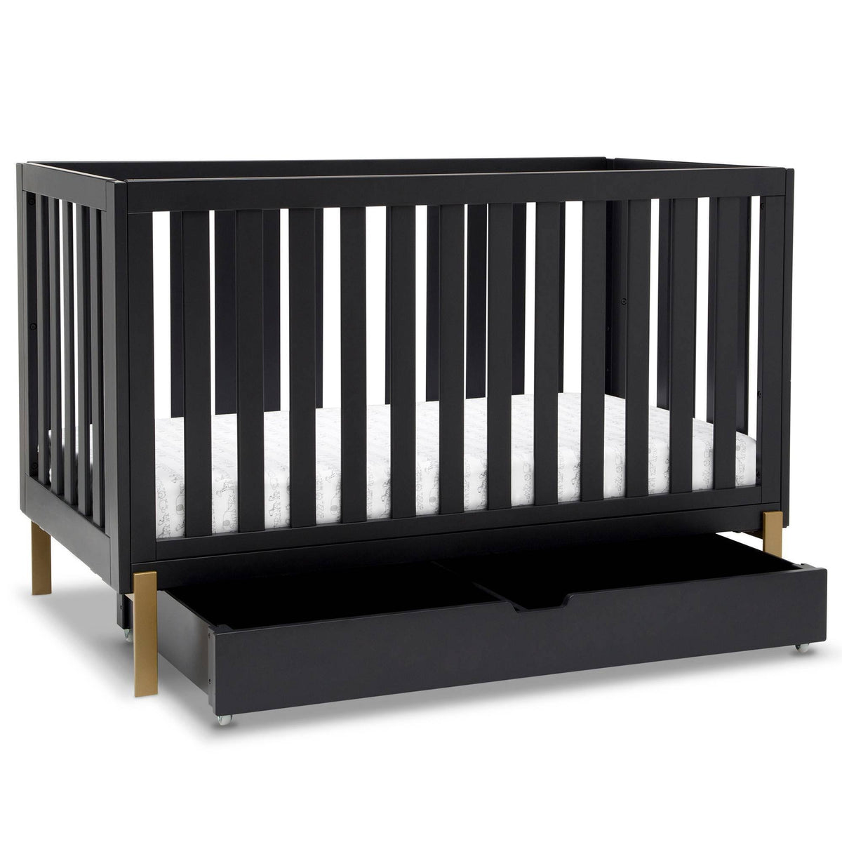 Midnight 4-in-1 Convertible Crib with Roll-Out Storage I290143