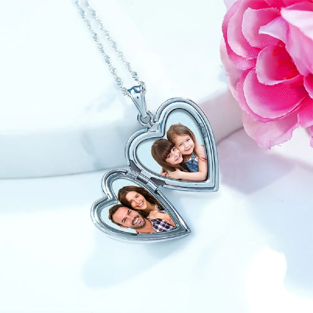 White Gold Heart Picture Locket G2178