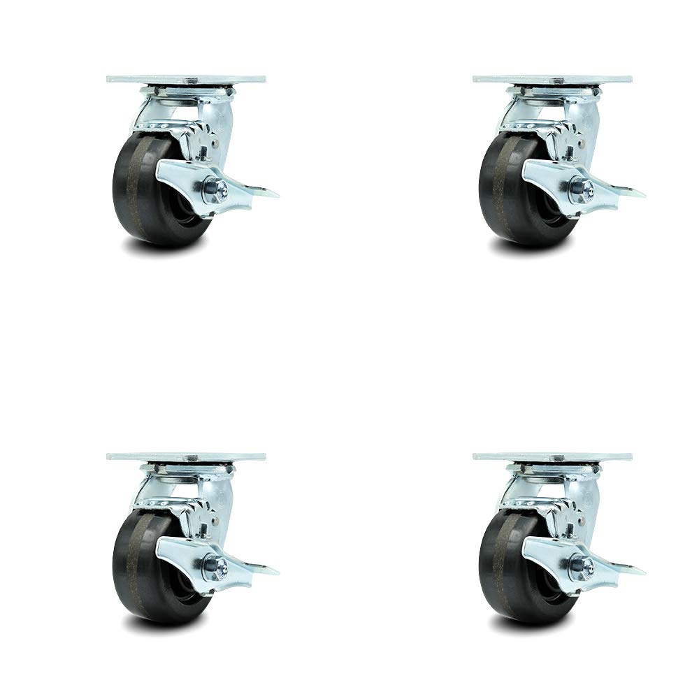 10 Inch Swivel Caster with Brake Semi-Pneumatic Wheel Pack of 2 B242848