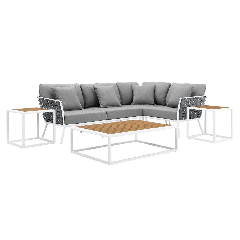 White Gray 7 Piece Aluminum Outdoor Sectional Sofa Set L137