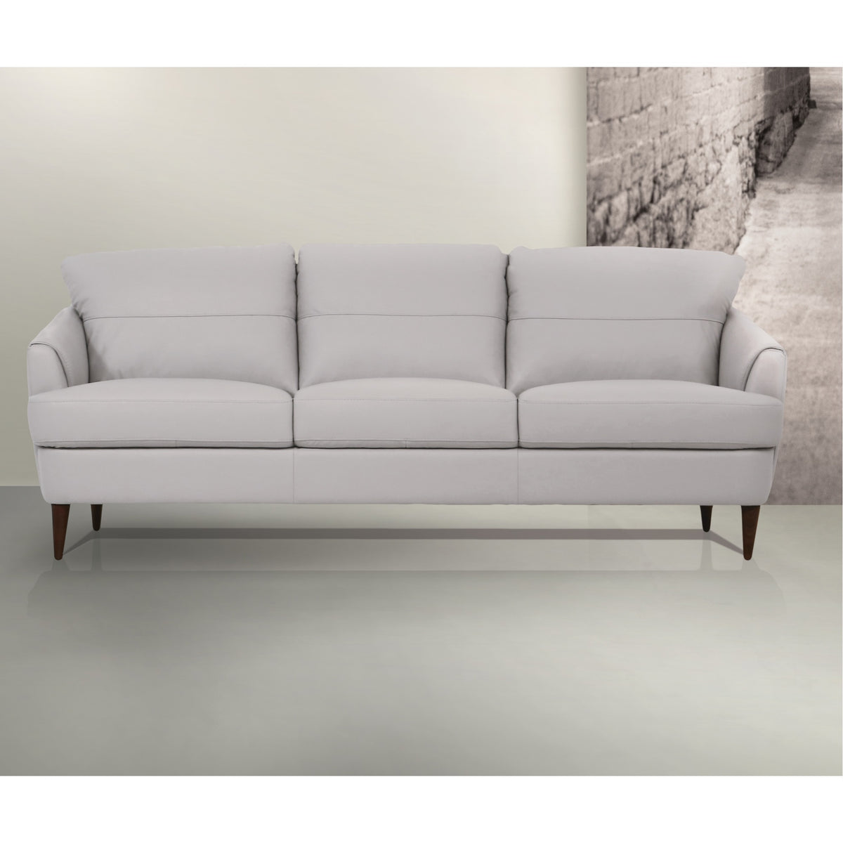 Pearl Gray Leather Sofa B586