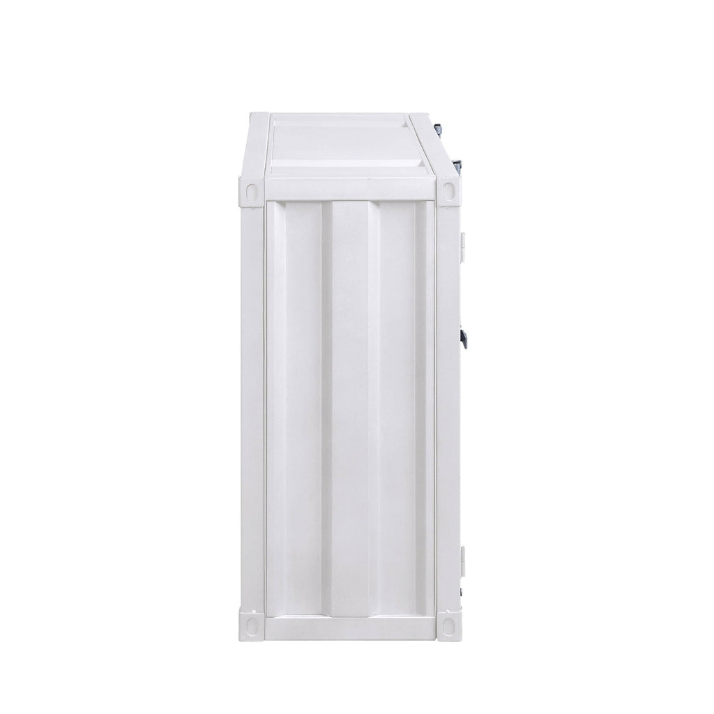 White 2 Door Metal Server with 2 Open Shelves G5123