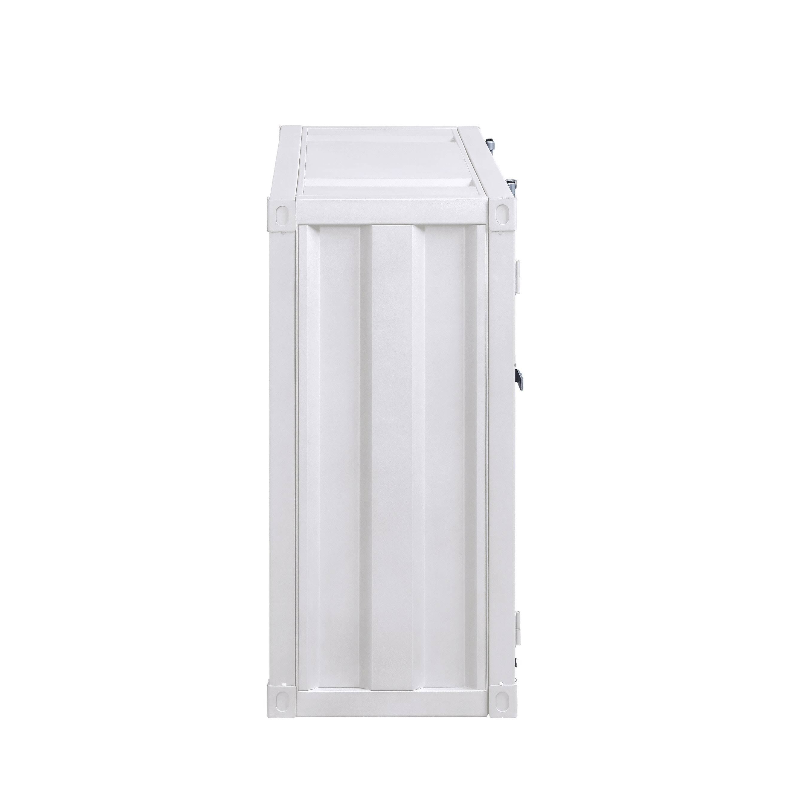 White 2 Door Metal Server with 2 Open Shelves G5123
