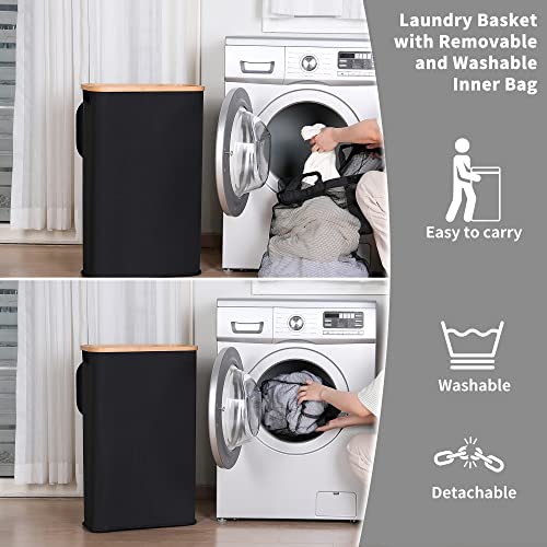 Black 75L Collapsible Laundry Hamper with Lid O91496