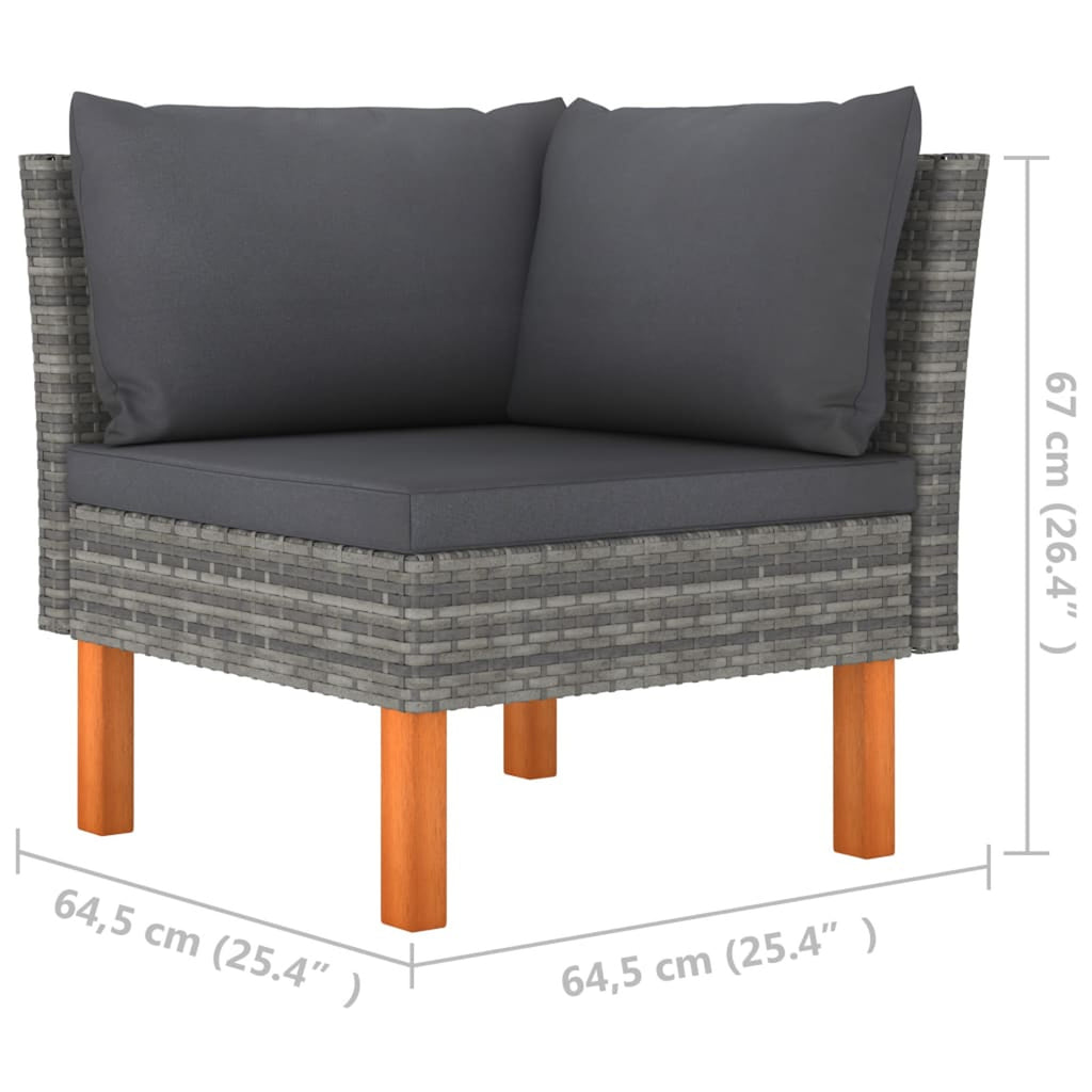9 Piece Gray Poly Rattan Patio Conversation Set O63236