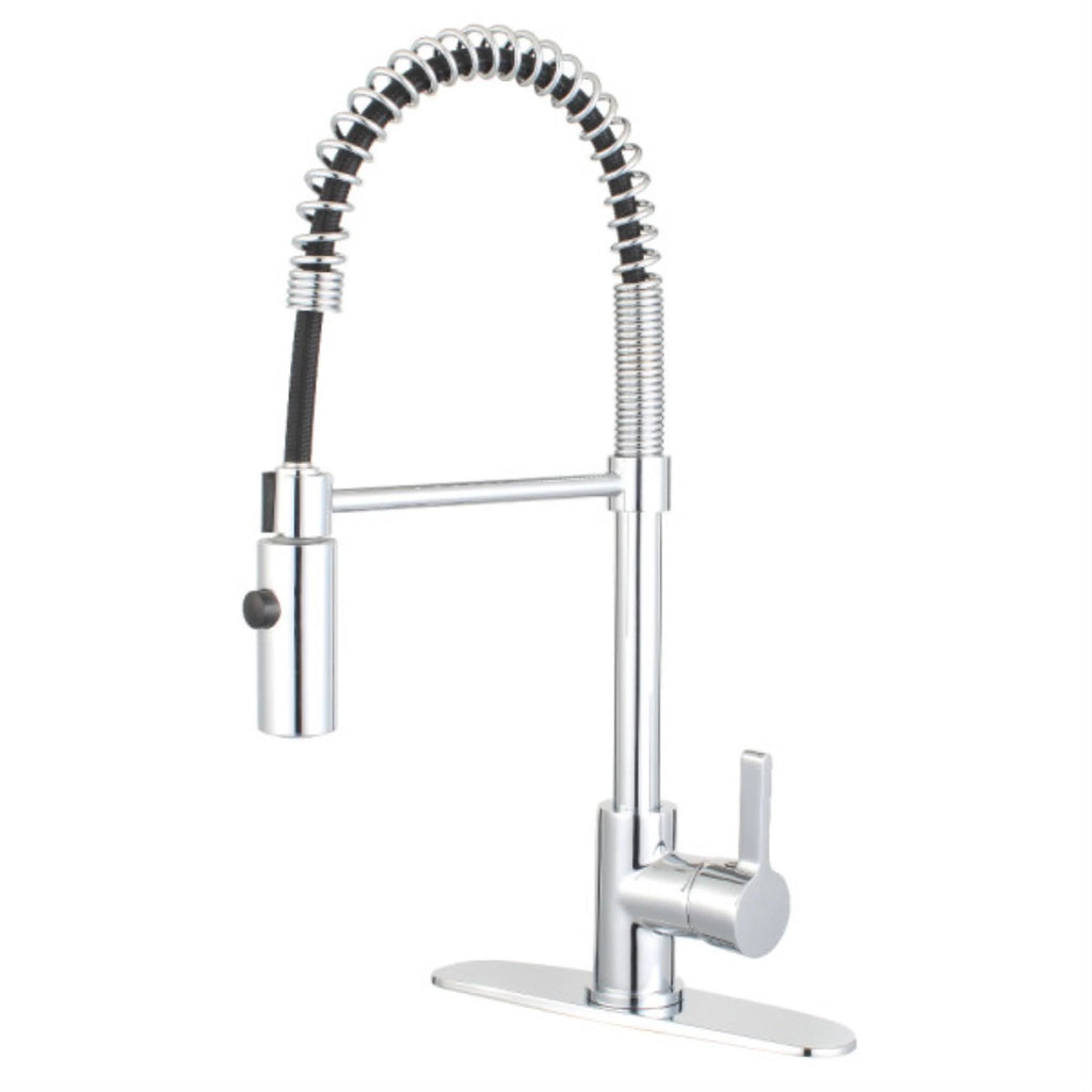 Polished Chrome Kitchen Faucet with Pull-Down Sprayer F5850