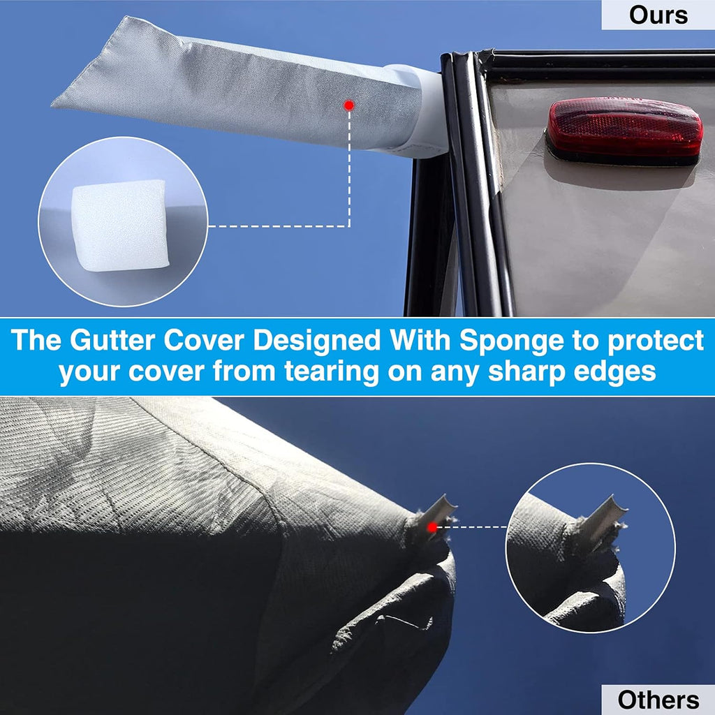 Rip-Stop RV Cover Fits 20'1" - 22' Long Motorhome, Waterproof Camper Cover with Gutter Covers S690428