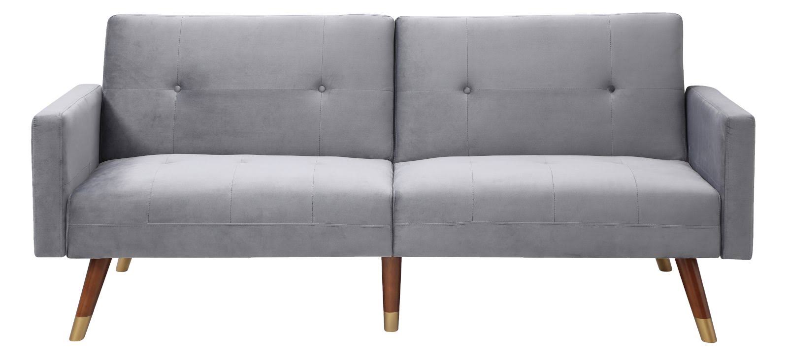 Gray Velvet Convertible Sofa C6839