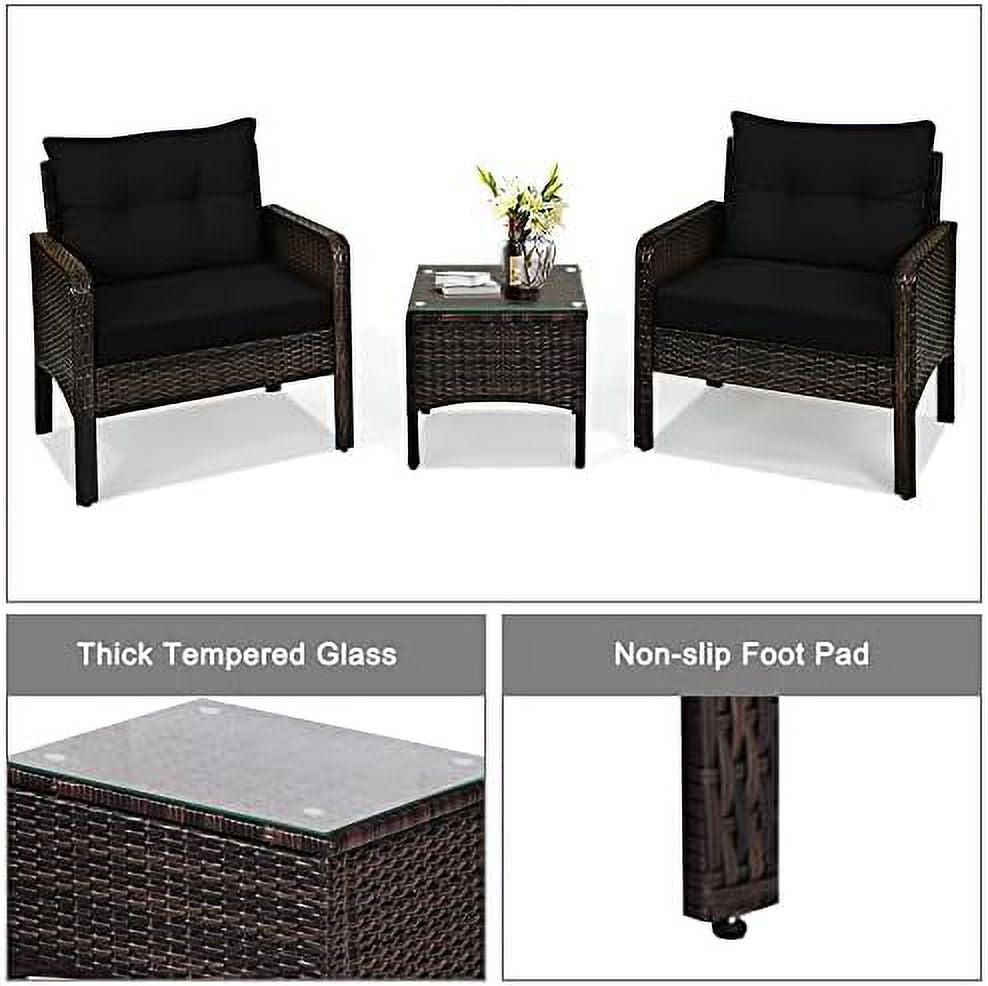 3 Piece Outdoor Rattan Sectional Sofa Set with Seat Cushions C808