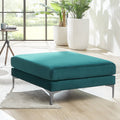 Teal Velvet Ottoman with Silver Leg E7990