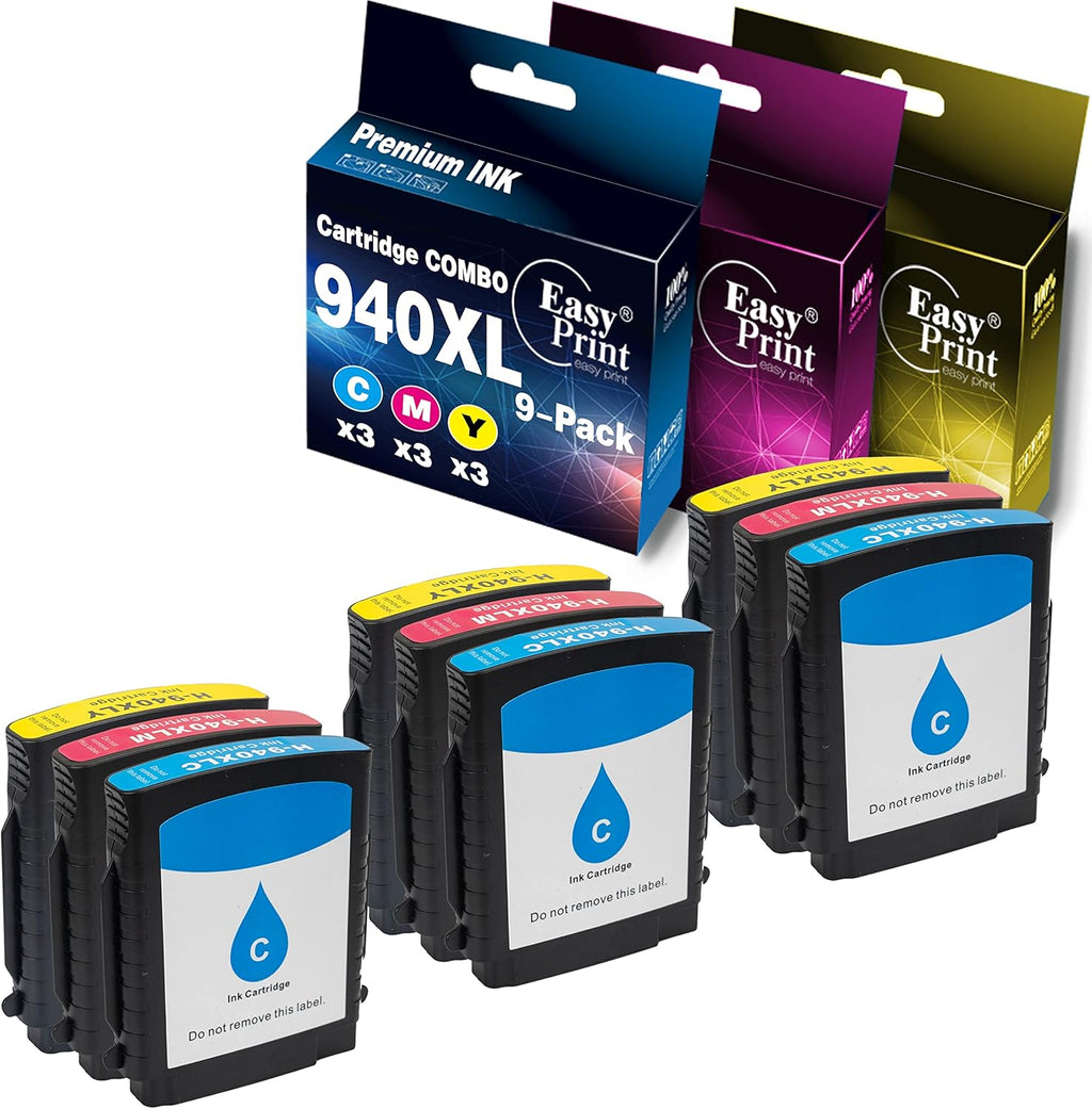 9 Pack Ink Cartridge for HP 940 940XL Officejet Pro 8000 8500 8500A Printer G153851