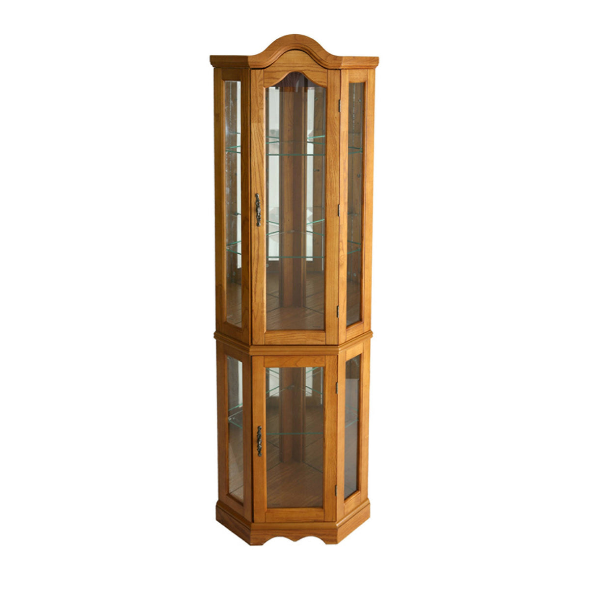 Oak Lighted Display Curio Cabinet G783