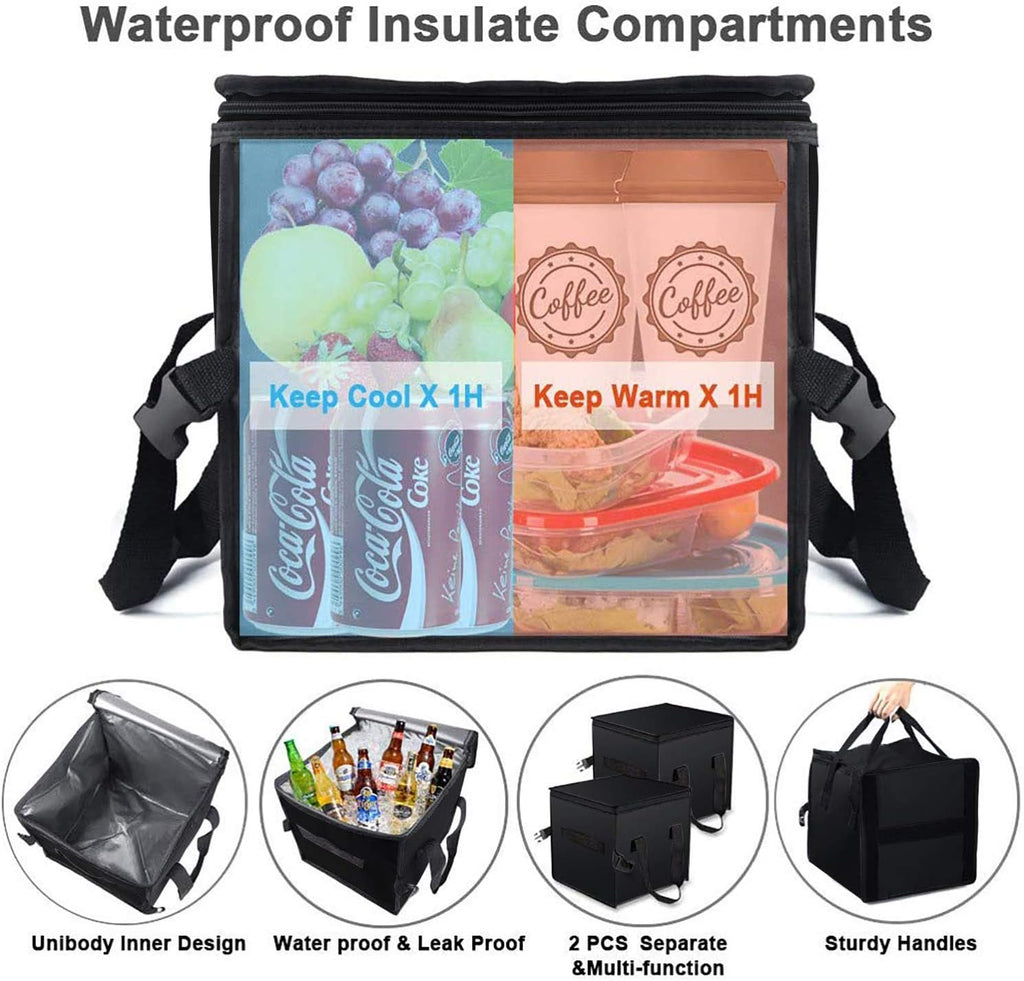 Black Collapsible Car Trunk Organizer with Insulation Cooler Bag G56078
