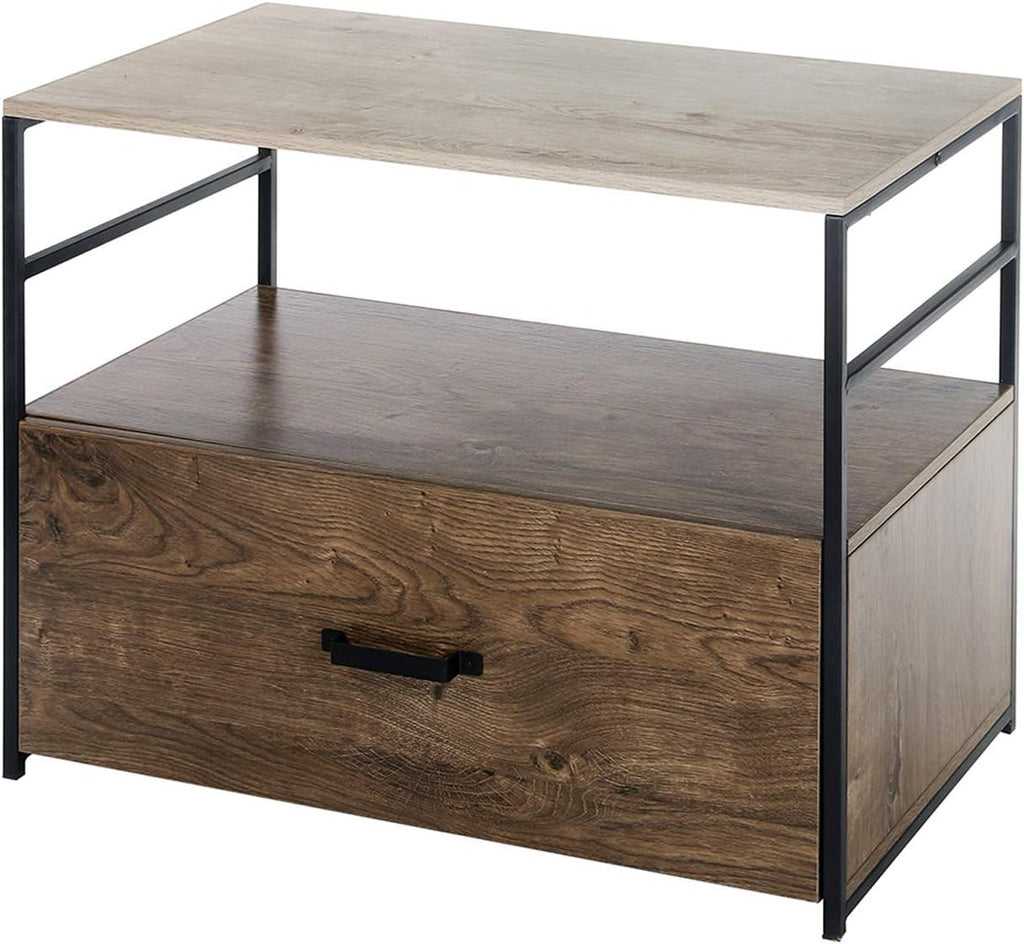 Wood Lateral File Cabinet with 1 Drawer, Printer Stand with Storage Shelves R40490