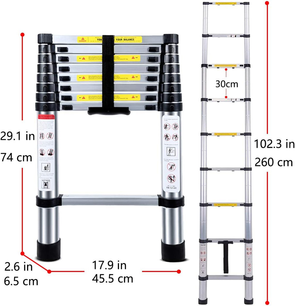 Telescoping Ladder 8.5FT 2.6M Aluminum Ladder F5753