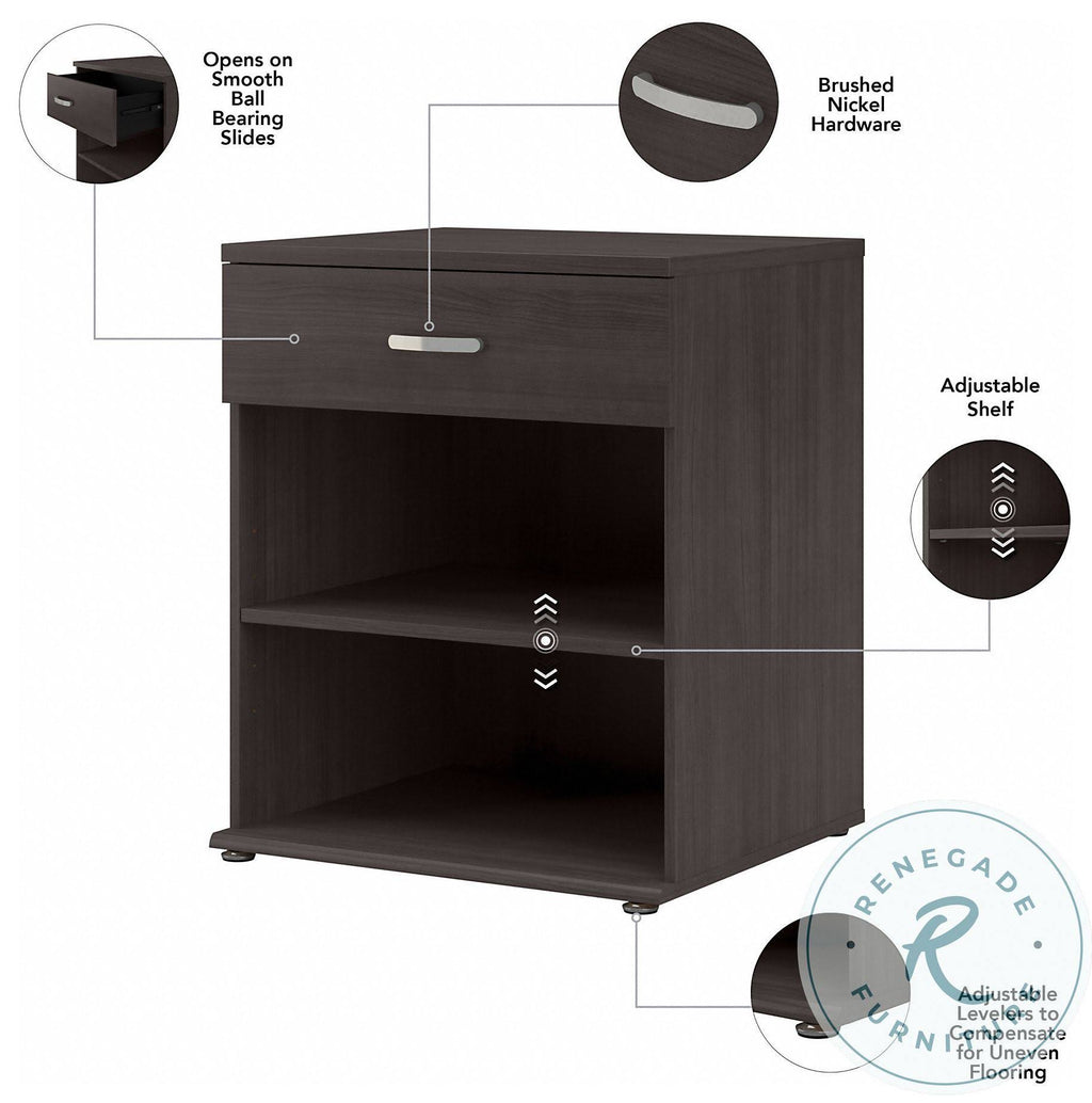 Storm Gray Floor Storage Cabinet with Drawer and Shelves U50068