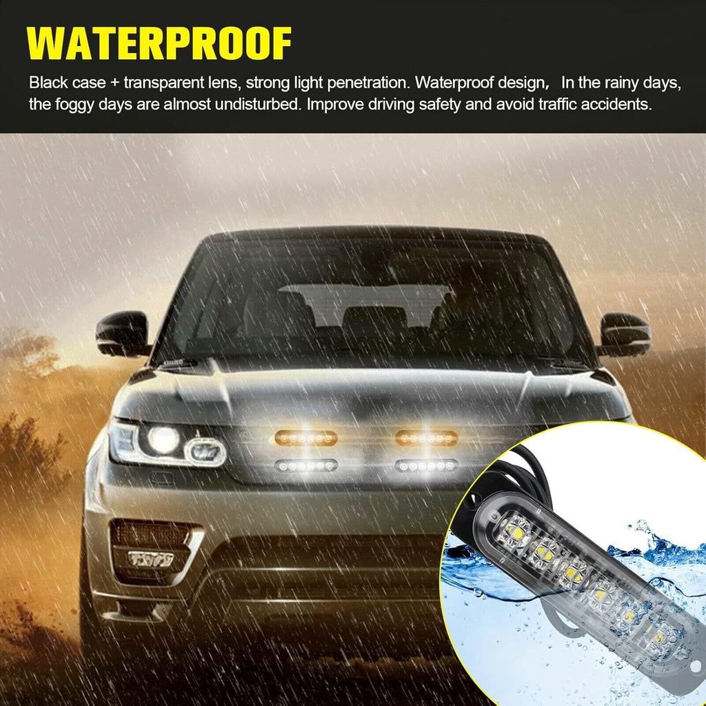16Pcs LED Emergency Strobe Lights with Control Switch, Amber White, Pack of 2 O899850