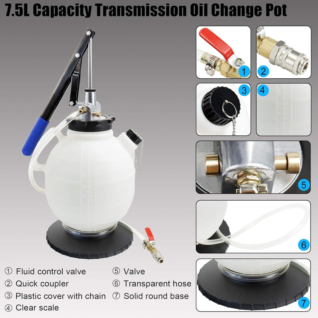 7.5L Manual Automatic Transmission Fluid Refill Pump Set with 15PCS Adapters M3348