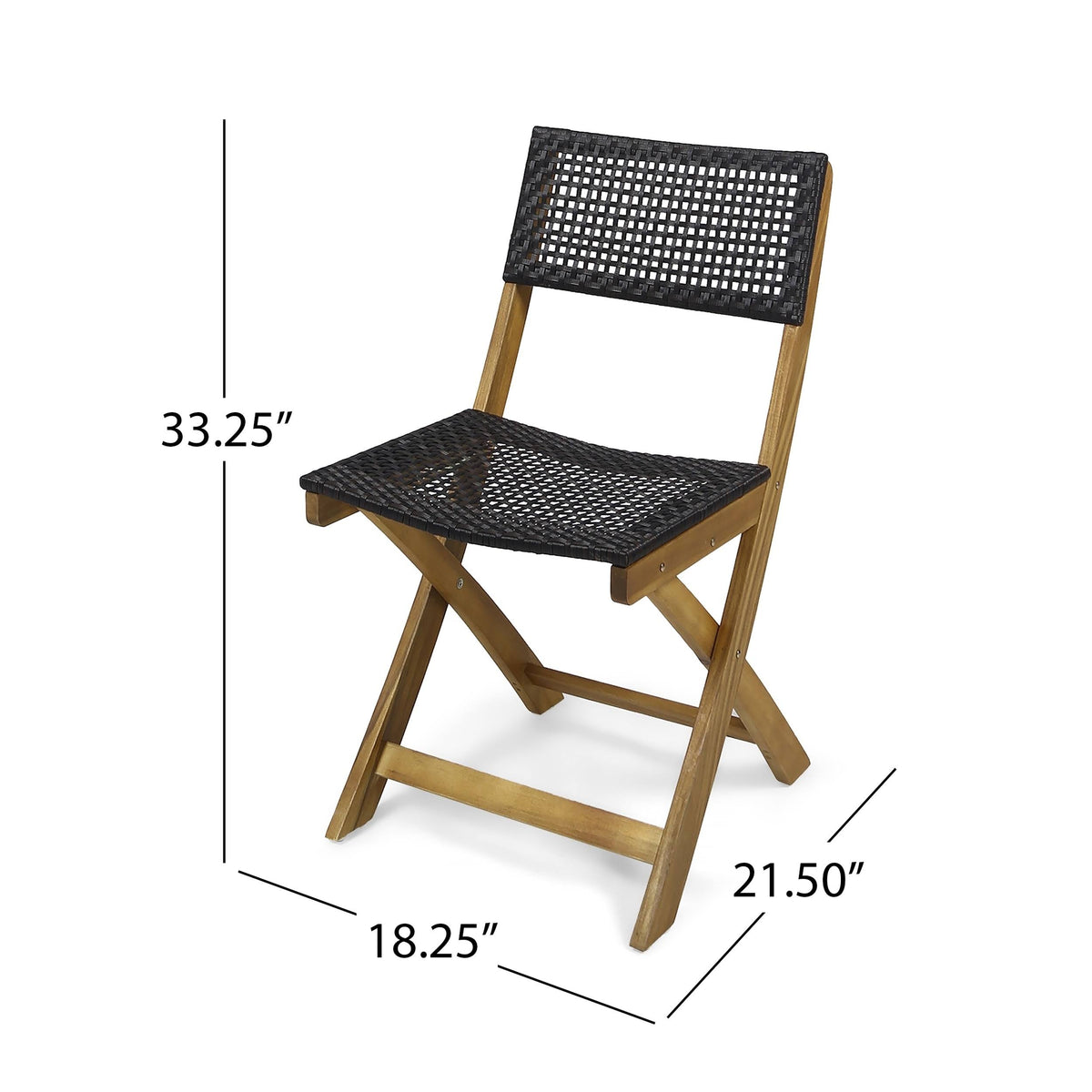 2pk Acacia Wood Foldable Patio Bistro Chairs Teak H580624