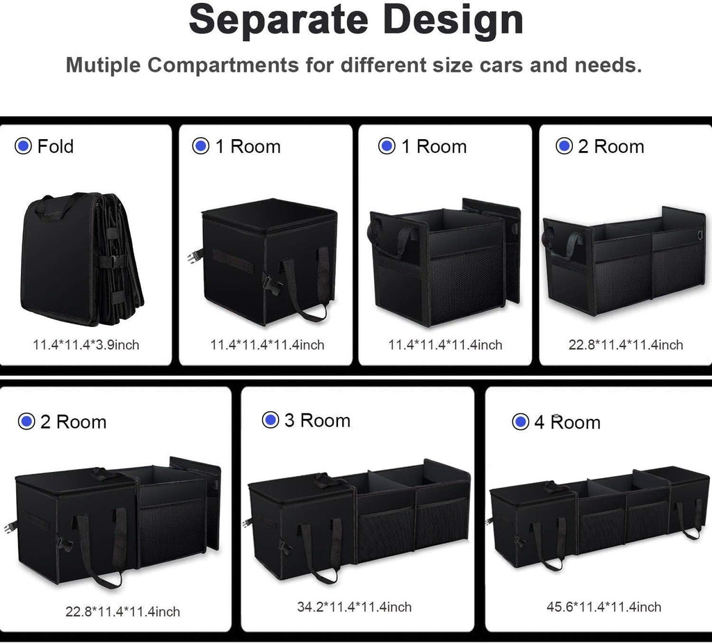 Black Collapsible Car Trunk Organizer with Insulation Cooler Bag G56078