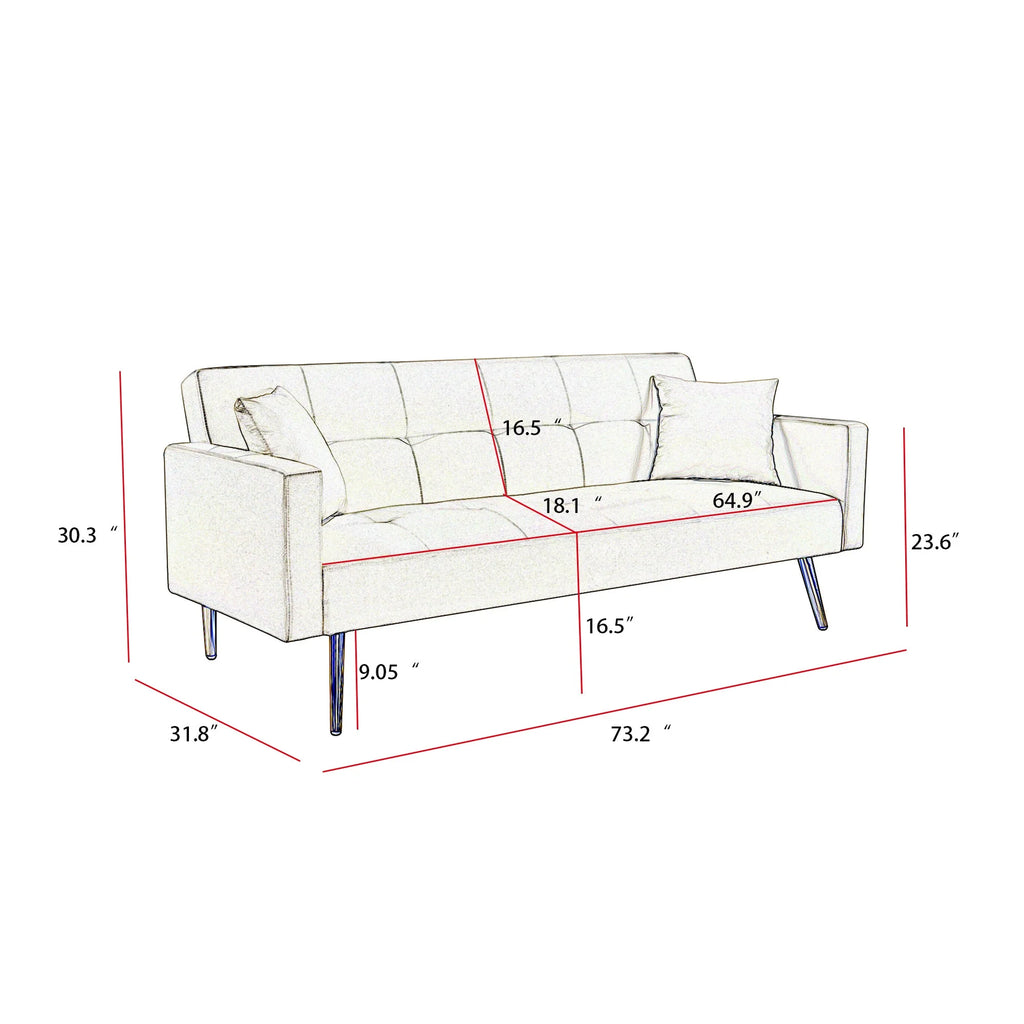Pink Velvet Convertible Sofa Bed C91189