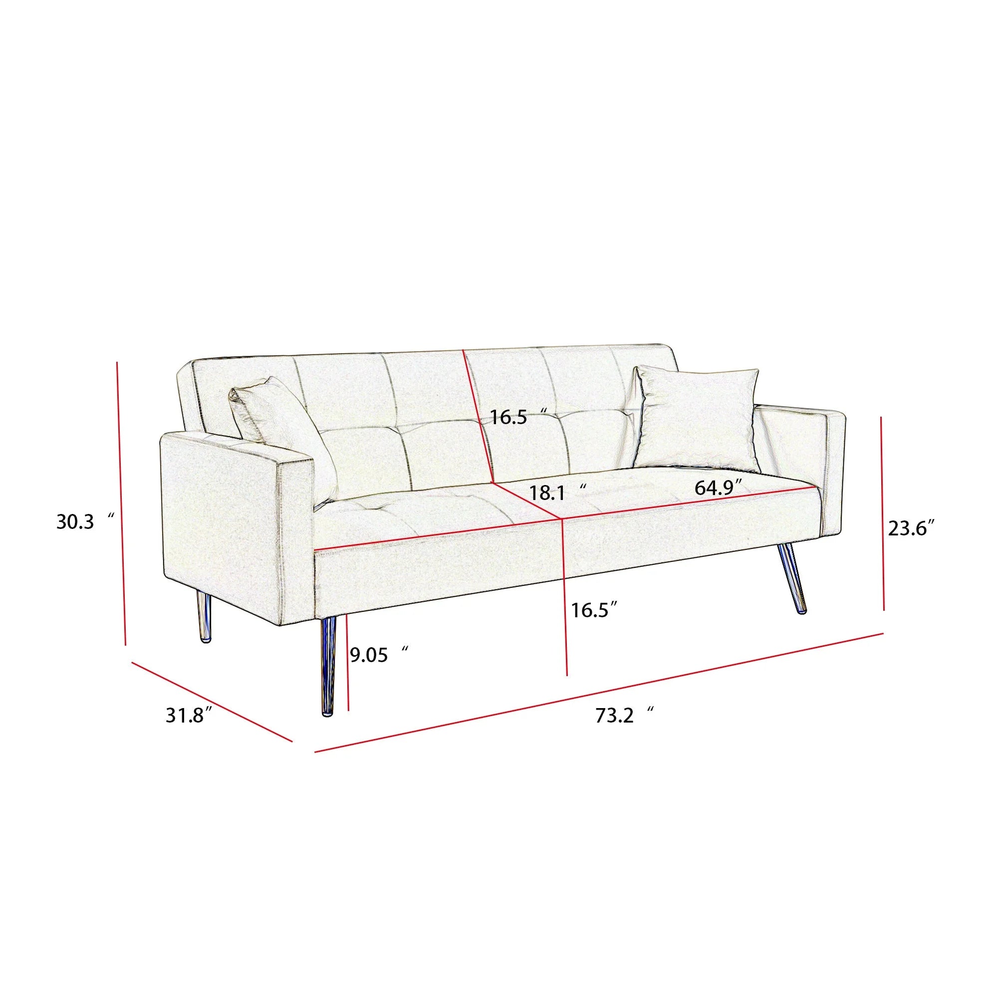 Pink Velvet Convertible Sofa Bed C91189