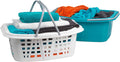 Set of 2 White Plastic Laundry Baskets with Handles Z64585