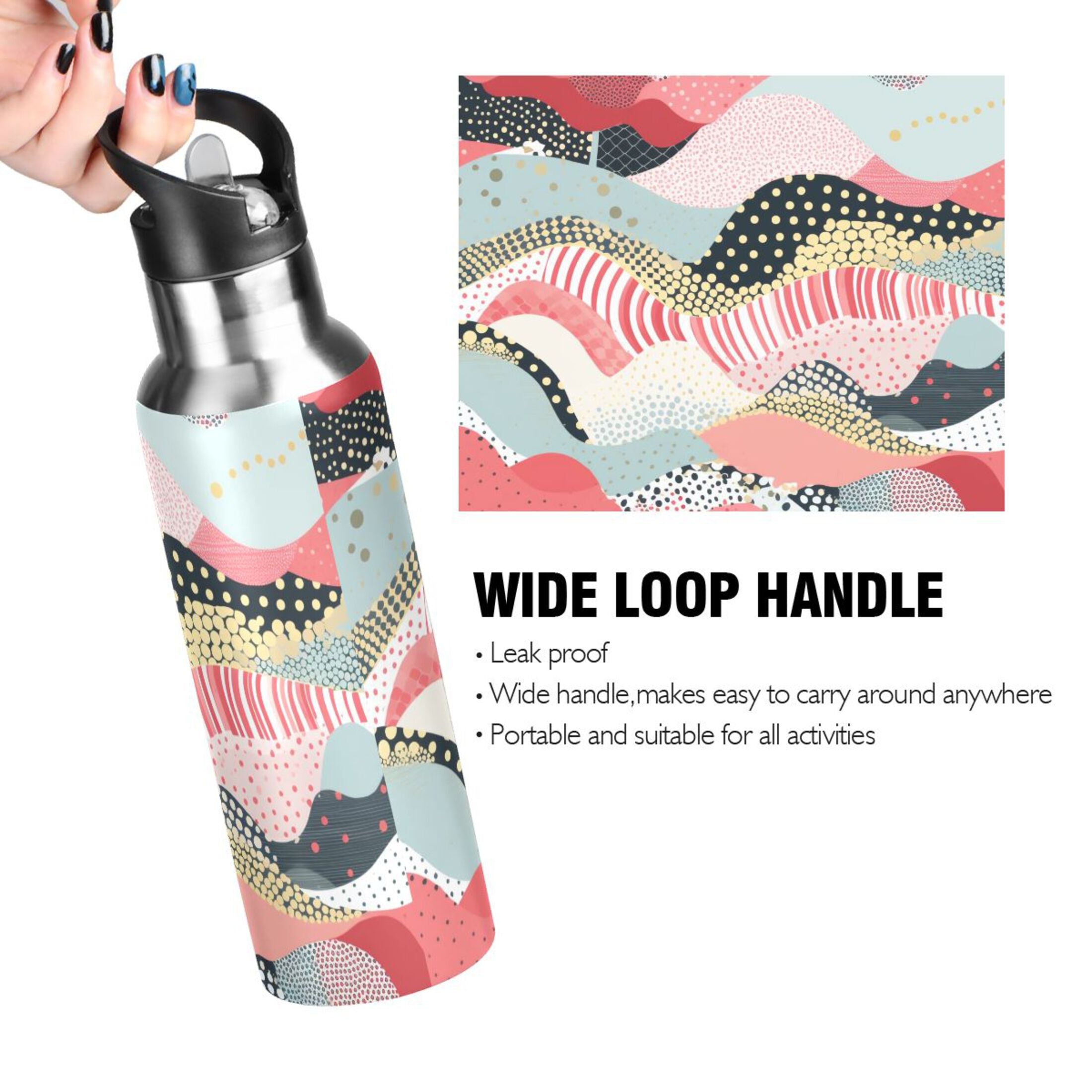 Stainless Steel Insulated Water Bottle with Straw Lid, 20 oz P47383