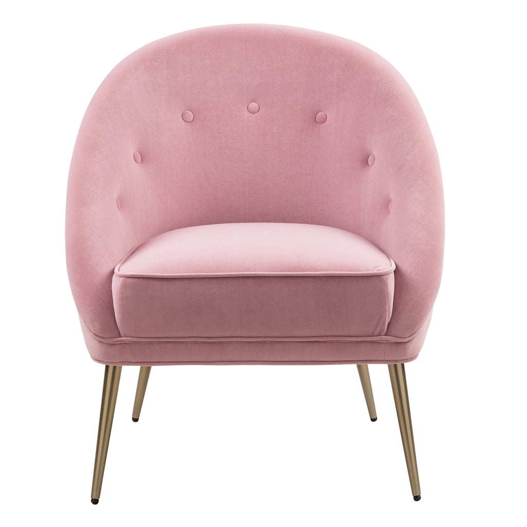 Pink Velvet Barrel Chair with Golden Legs D777834