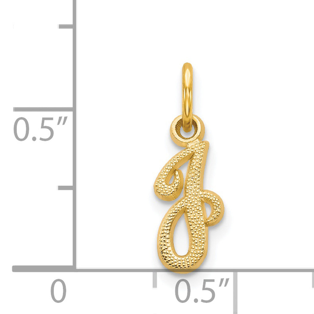 14K Yellow Gold Script Letter J Initial Pendant Charm C556