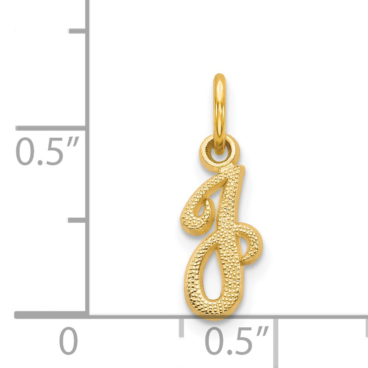 14K Yellow Gold Script Letter J Initial Pendant Charm C556