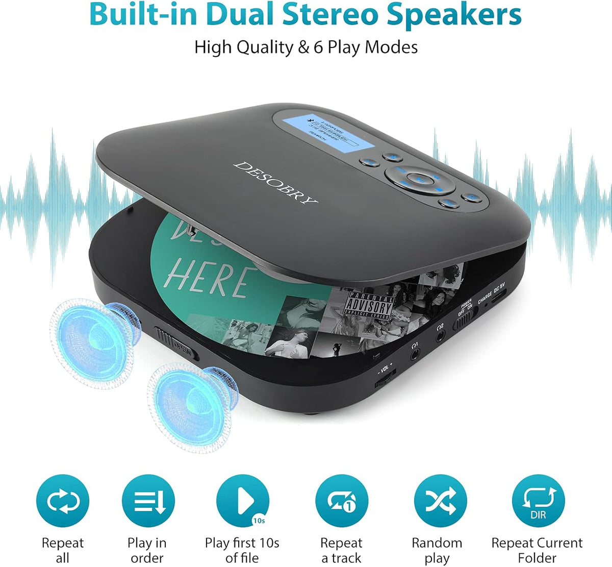 Portable Bluetooth CD Player with LCD Screen N904