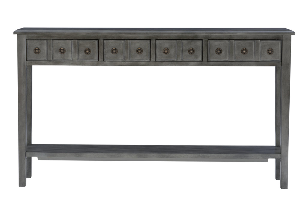 Gray 4-Drawer Console Table with Shelf H966365