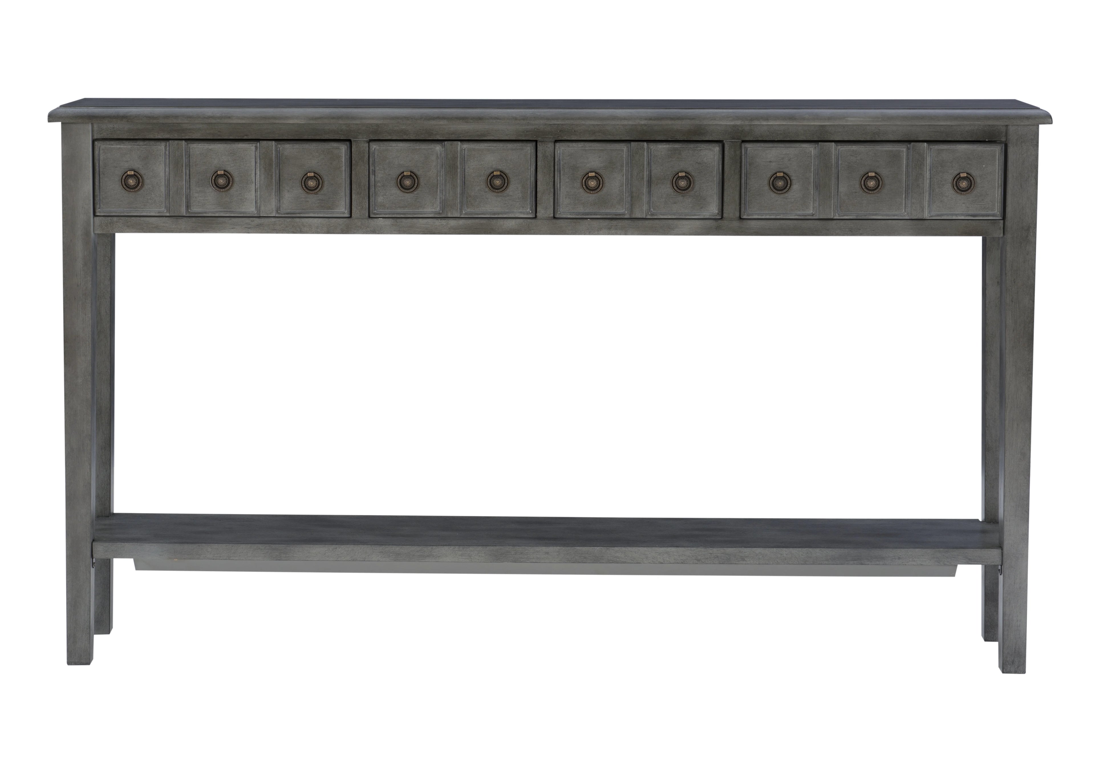 Gray 4-Drawer Console Table with Shelf H966365