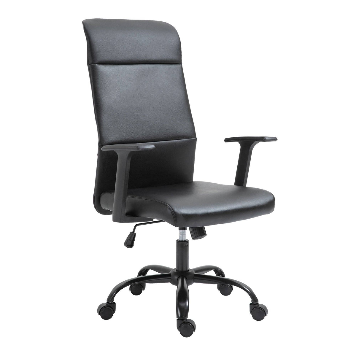 Faux Leather High-Back Office Chair with Adjustable Height, Metal Legs T2004