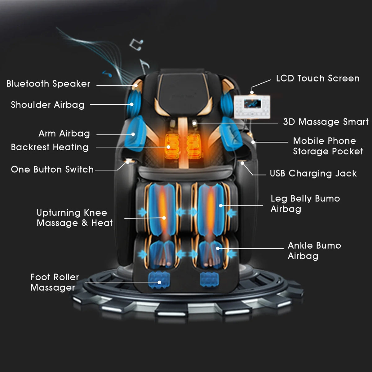 SL Track Zero Gravity Massage Chair Recliner with Foot Roller S852862