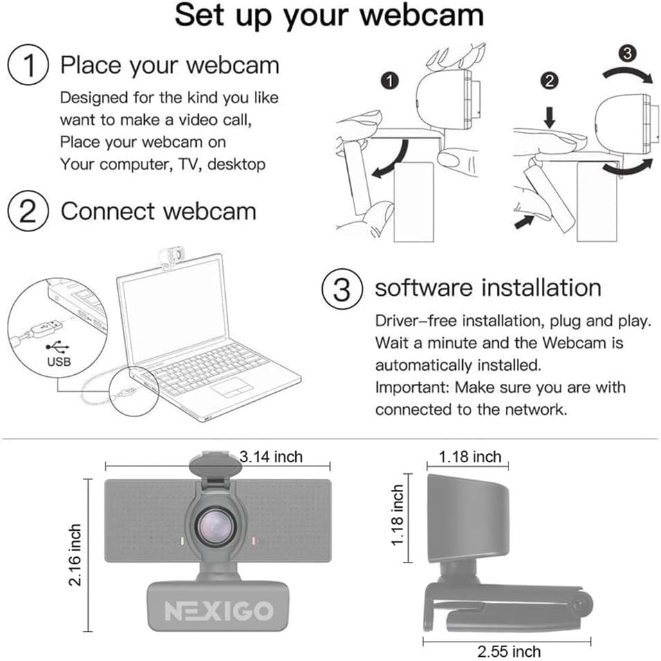 2 Pack 1080P Web Camera with Microphone and Privacy Cover W496