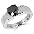 14K White Gold Black Diamond Engagement Ring Size 3.5 A519