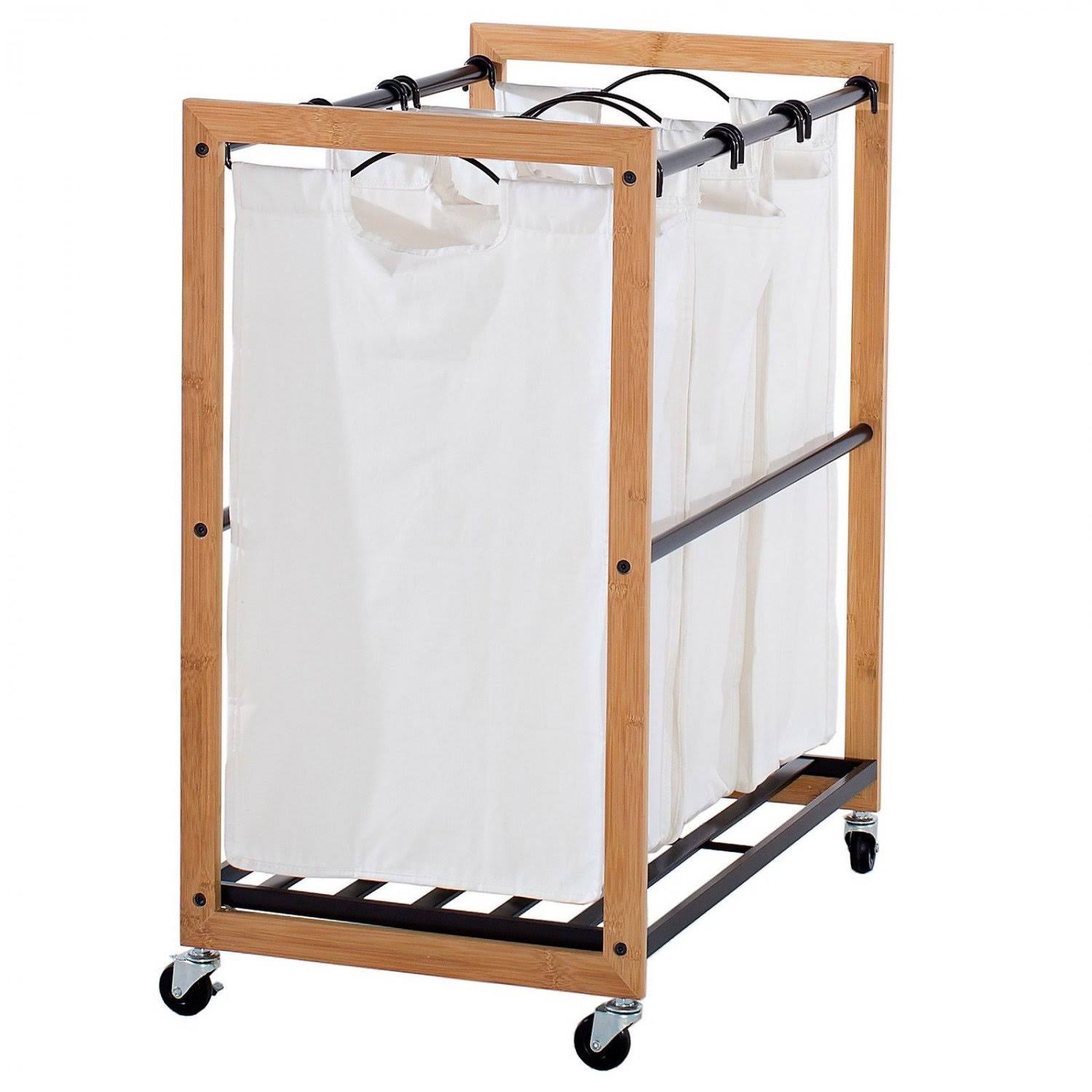 Bamboo Laundry Cart with 3 Bags J934455