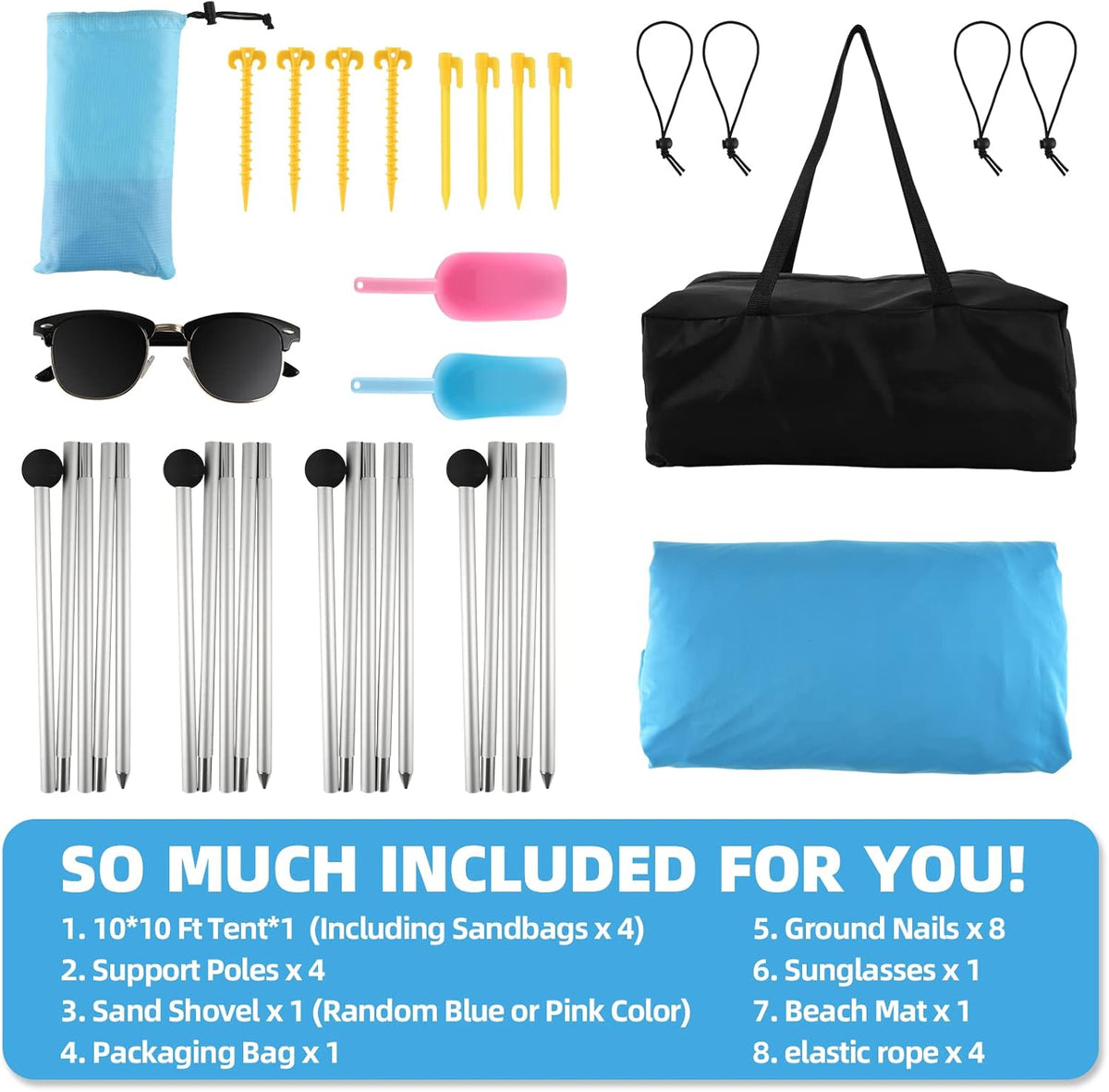 10x10 FT Pop Up Beach Sun Shade Tent with Carrying Bag H742
