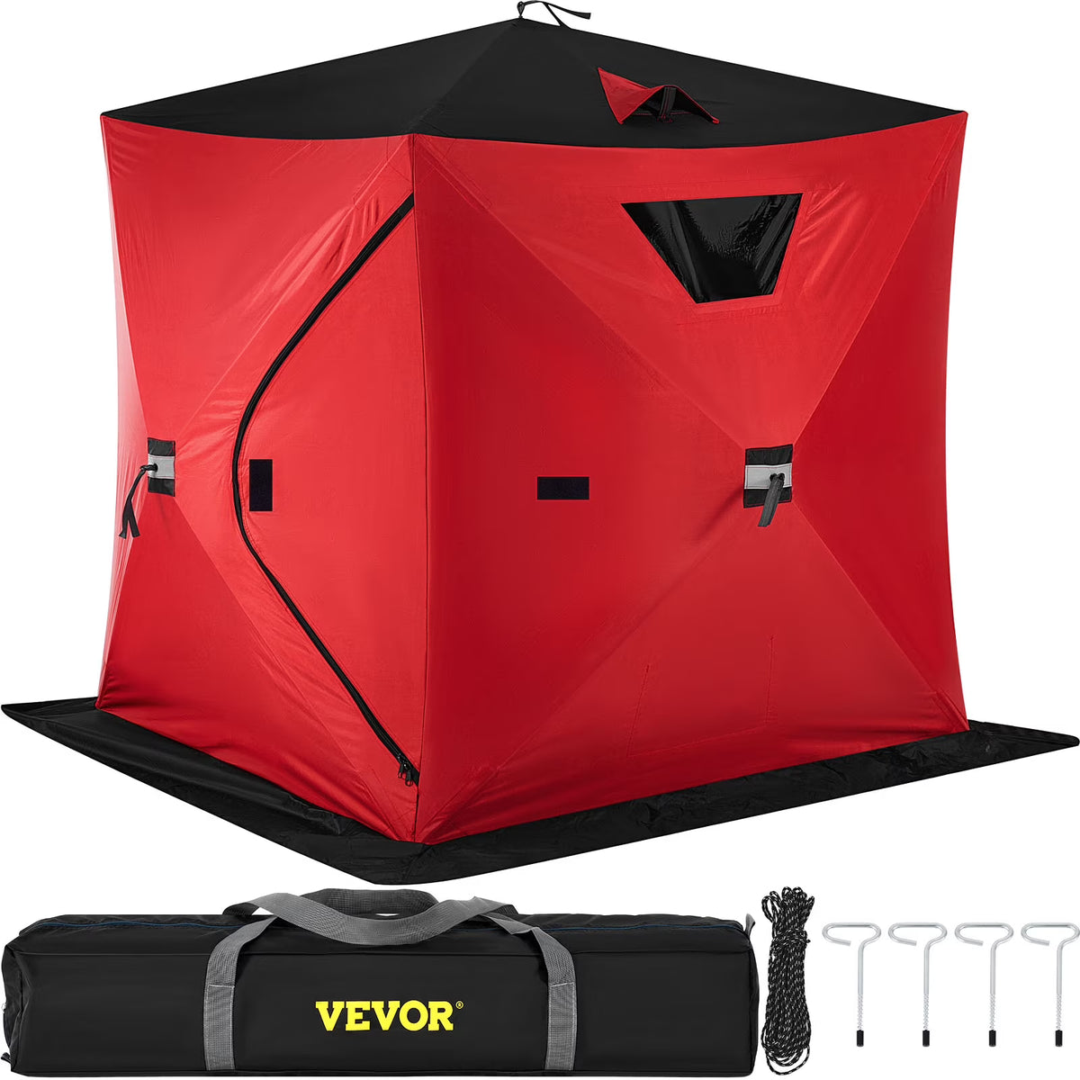 Red 2-Person Ice Fishing Tent with Carrying Bag H292