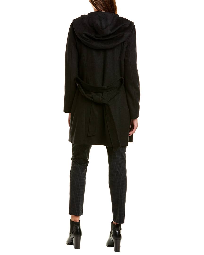 Wool Blend Zip Hooded Coat Black 10 M58610