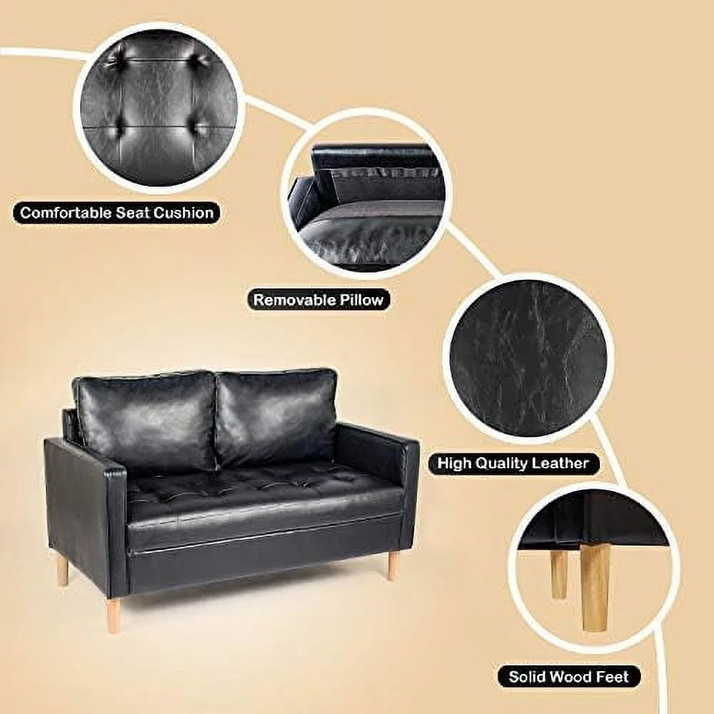 Black Faux Leather Accent Chair with Arms P622950