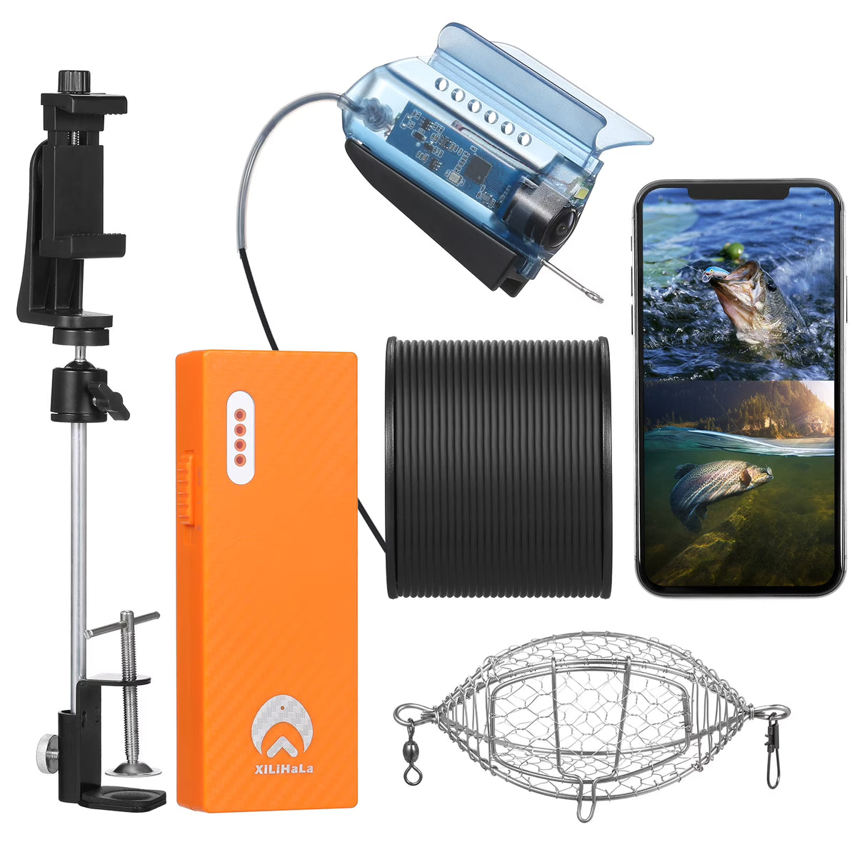 1080P Underwater Fishing Fish Finder with 50M Cable Carry Case J698