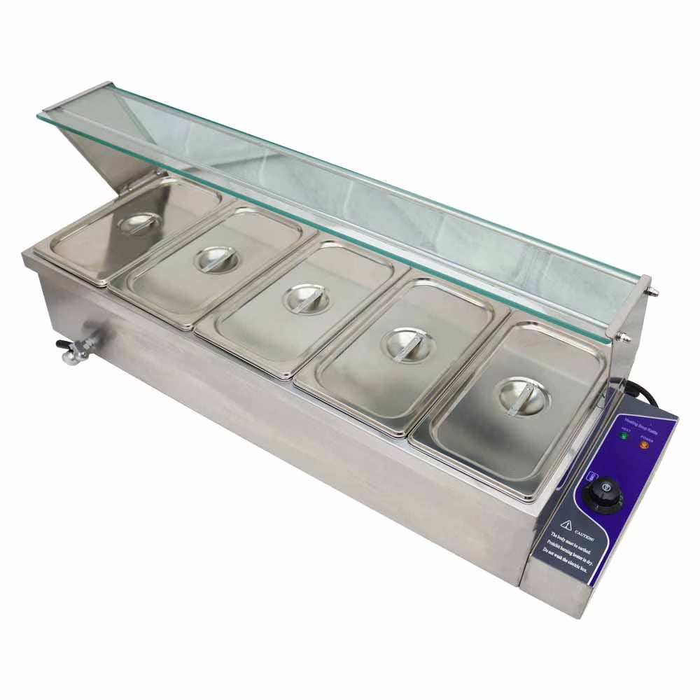 5-Pot Buffet Food Warmer with Glass Shield W67741