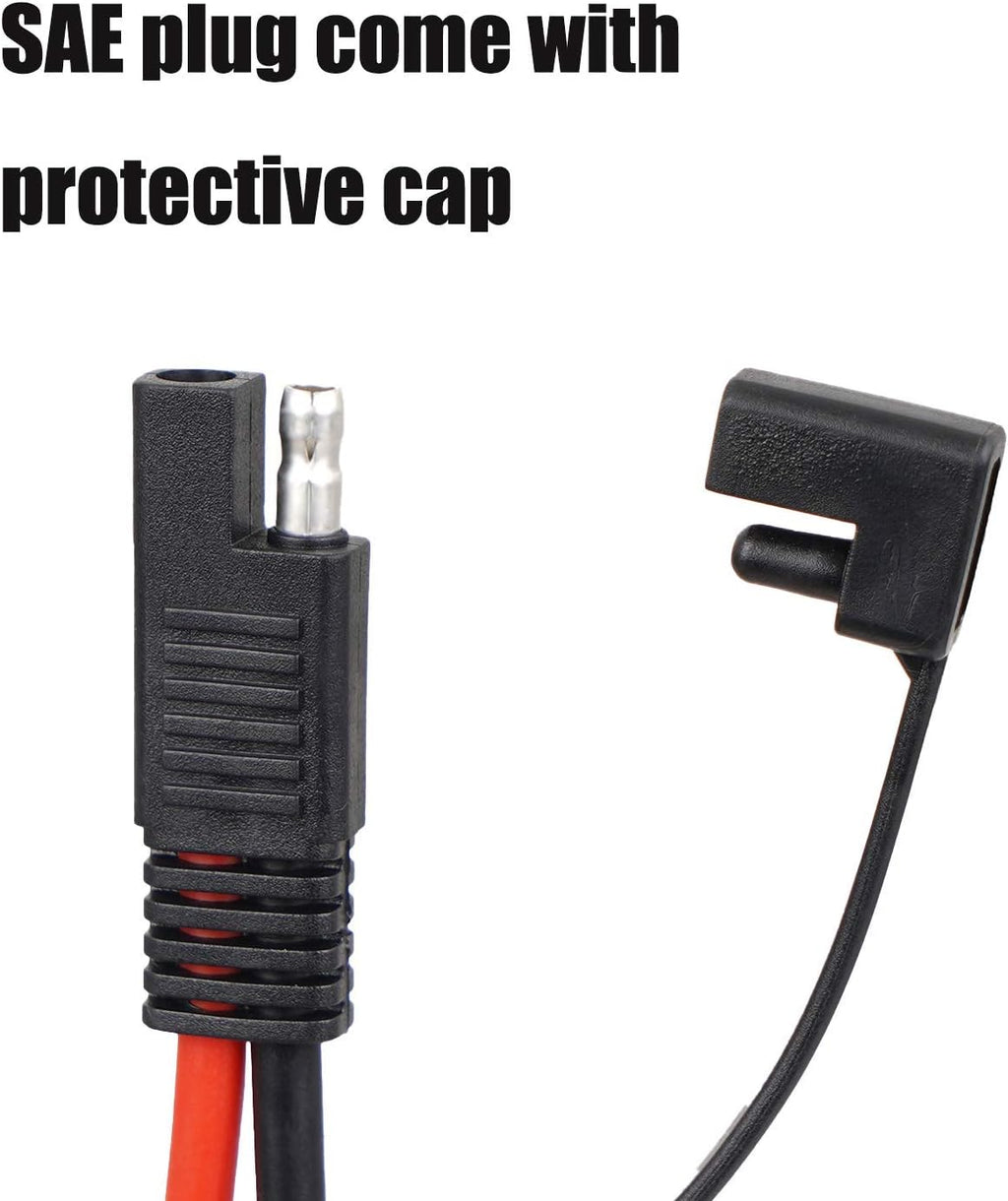SAE Battery Connector 10AWG to Ring Terminal Harness with 15Amps Fuse 2 Pin Quick Disconnect 2FT Extension Cable Q751