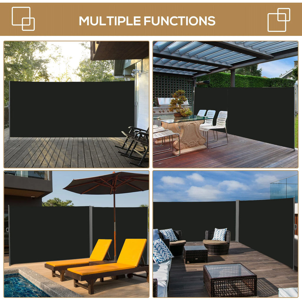 Black Retractable Privacy Screen Side Awning J7279