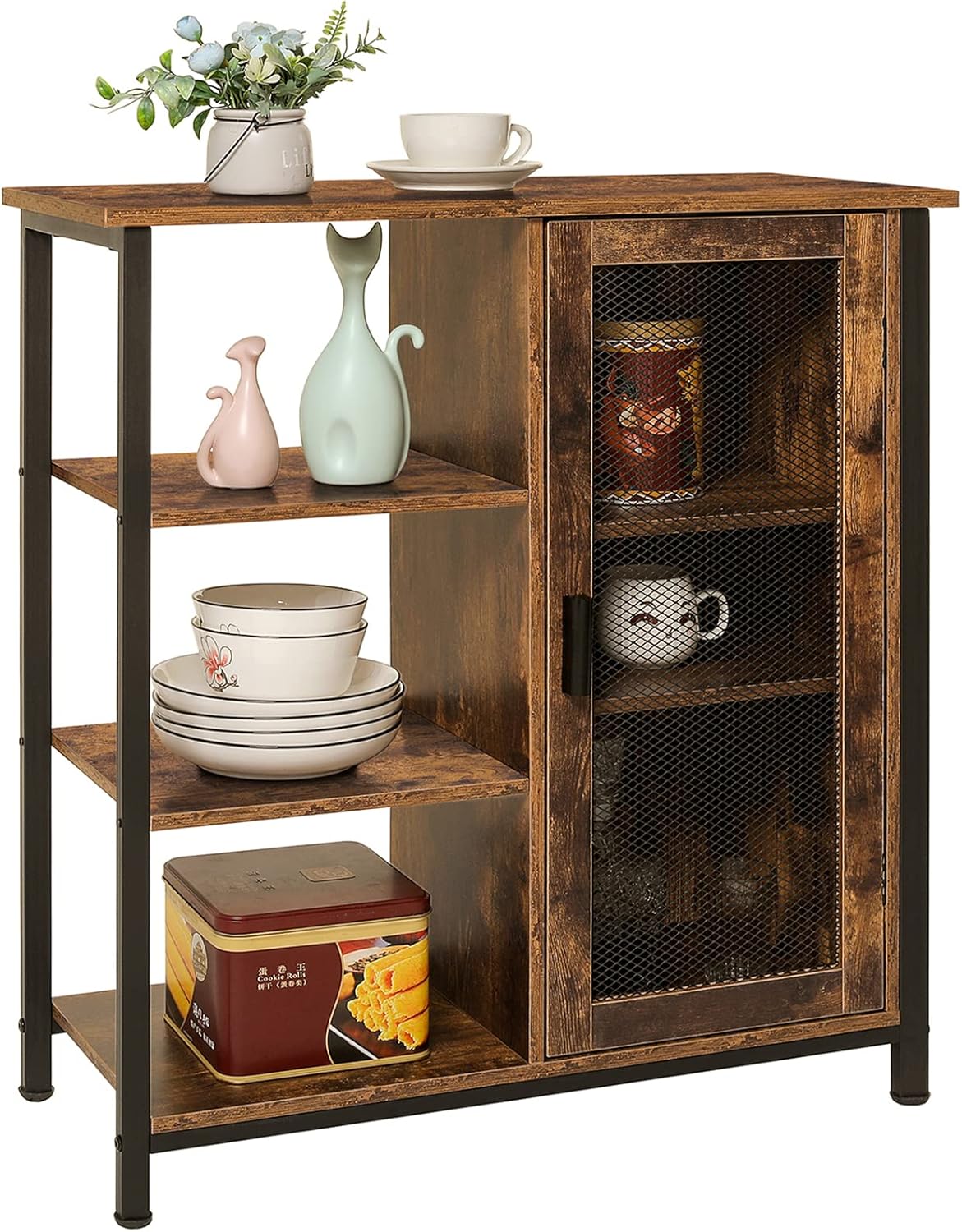 Retro Storage Cabinet with Shelves and Door N274