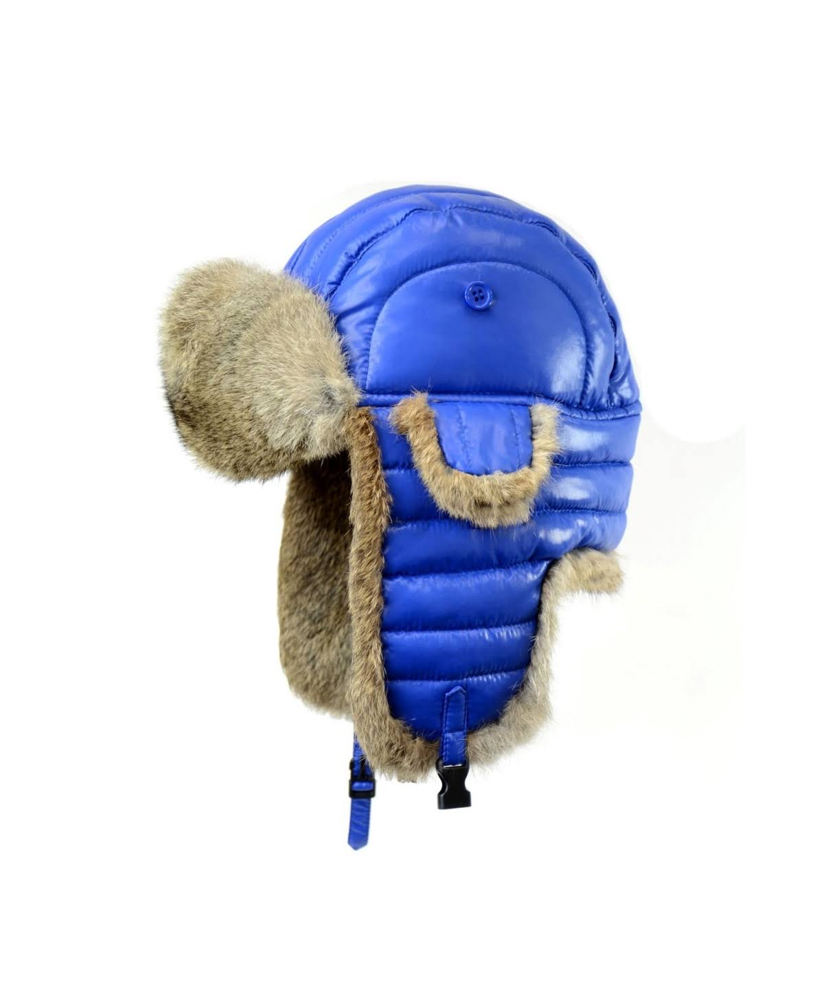 Purple/Grey Rabbit-Trimmed Nylon Aviator Hat B3917