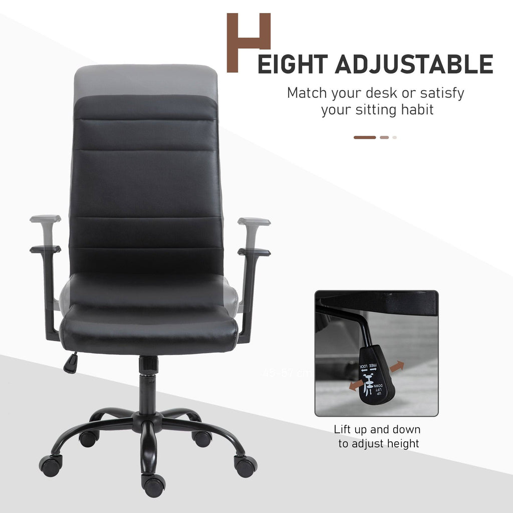 Faux Leather High-Back Office Chair with Adjustable Height, Metal Legs T2004